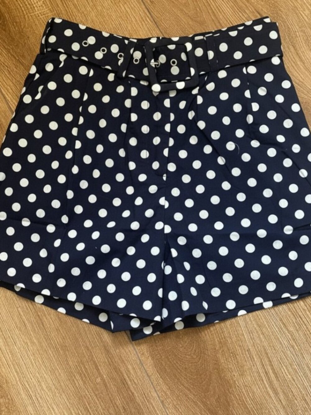Prosperina High-Waist Cotton Shorts Blue White Floral Size XS Belted Lined NWOT